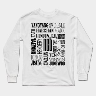 NCT MEMBERS NAMES AND LOGO COLLAGE BLACK Long Sleeve T-Shirt